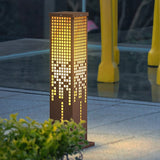 Modern Hollow Outdoor Garden Path Light Waterproof Stainless Steel Landscape Lamp in Brown