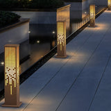 Modern Hollow Outdoor Garden Path Light Waterproof Stainless Steel Landscape Lamp in Brown