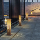 Modern Hollow Outdoor Garden Path Light Waterproof Stainless Steel Landscape Lamp in Brown