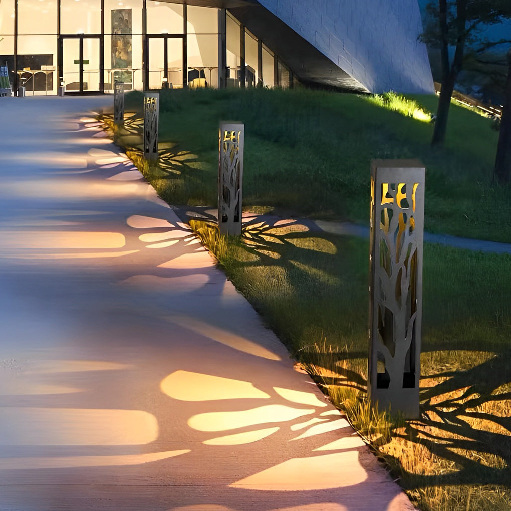 Modern Hollow Pattern Outdoor Solar LED Lawn Lamp Waterproof Landscape Path Lighting