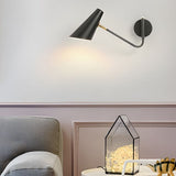 Modern Hoxton Swing Arm Wall Sconce with Conical Shade and Adjustable Iron Lamp Arm