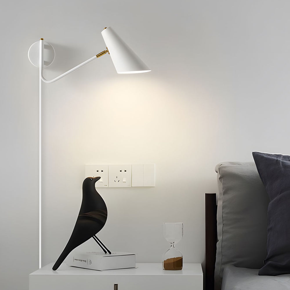 Modern Hoxton Swing Arm Wall Sconce with Conical Shade and Adjustable Iron Lamp Arm