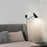 Modern Hoxton Swing Arm Wall Sconce with Conical Shade and Adjustable Iron Lamp Arm