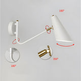 Modern Hoxton Swing Arm Wall Sconce with Conical Shade and Adjustable Iron Lamp Arm