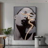 Modern Illuminated Lady Profile Crystal Porcelain Wall Painting for Elegant Home Decor