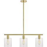 Modern Industrial 3 Light Kitchen Island Pendant Glass Lantern Chandelier in Black and Gold