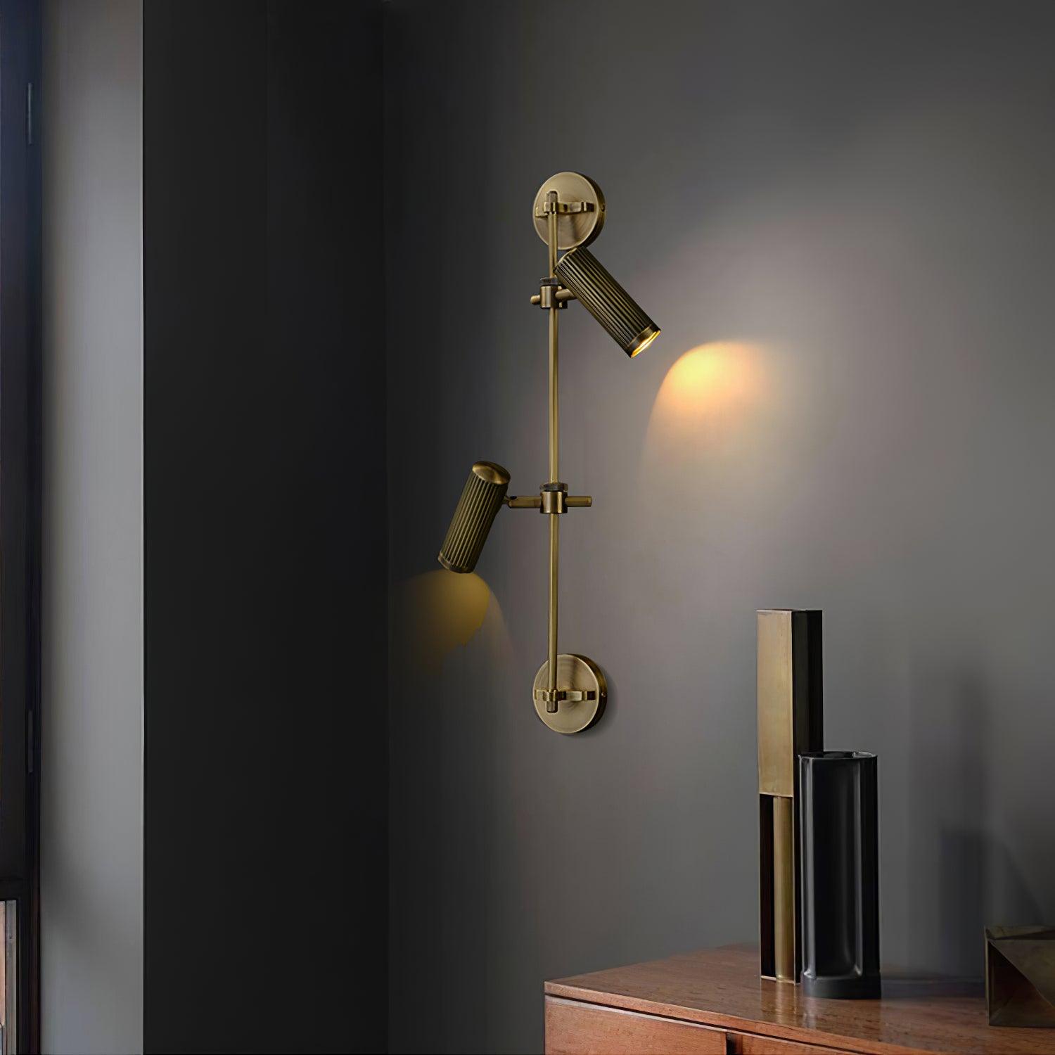 Modern Industrial Adjustable Brass Spot Rail Wall Light Bronze Finish Sconce