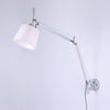 Modern Industrial Adjustable Rocker Wall Sconce with Fabric Shade and Fog Silver Finish