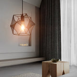 Modern Industrial Black Iron Mesh Geometric Pendant Light Fixture for Kitchen and Dining Room