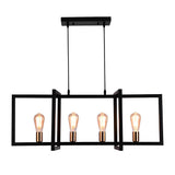 Modern Industrial Black Iron Rectangular Chandelier for Dining Room and Kitchen Island