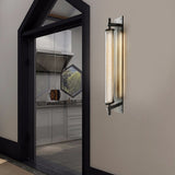 Modern Industrial Black Stainless Steel Long Tube LED Wall Sconce with Mesh Detail for Indoor Decor