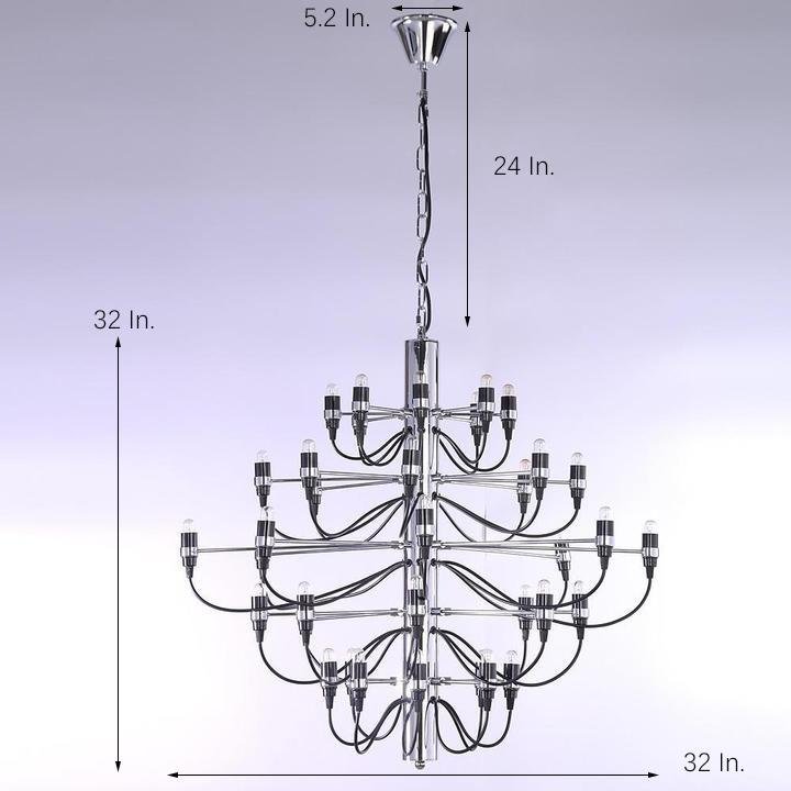 Modern Industrial Candlestick Chandelier Black Metal Multi Light Hanging Fixture for Living Room
