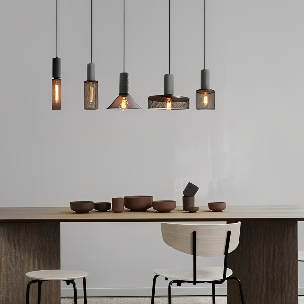 Modern Industrial Concrete and Black Metal Mesh Pendant Light E27 Cage Chandelier Ceiling Lamp