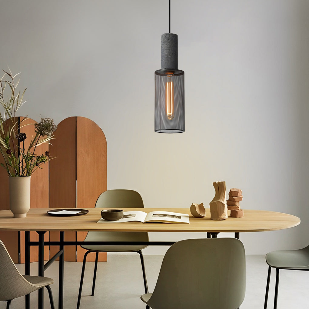 Modern Industrial Concrete and Black Metal Mesh Pendant Light E27 Cage Chandelier Ceiling Lamp