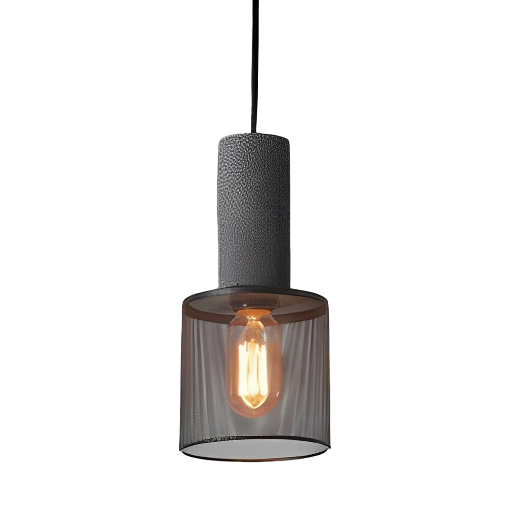 Modern Industrial Concrete and Black Metal Mesh Pendant Light E27 Cage Chandelier Ceiling Lamp