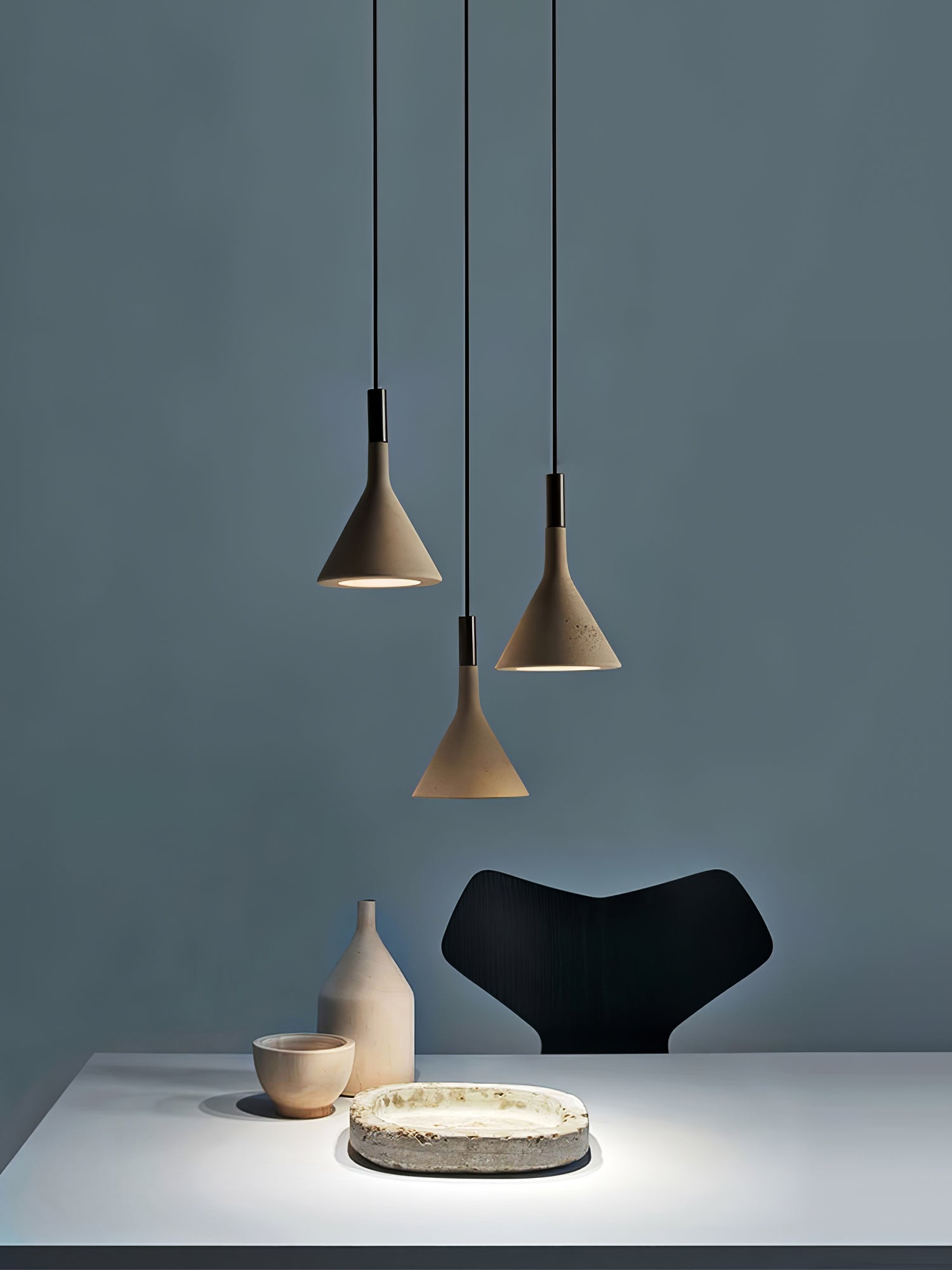 Modern Industrial Conical Concrete Pendant Light Minimalist Cement Drop Lamp for Kitchen and Dining