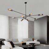 Modern Industrial Copper Sputnik Chandelier Linear Pendant Ceiling Light for Dining Room and Living Room