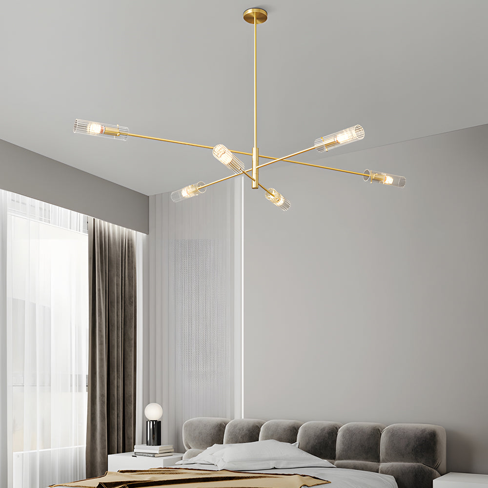 Modern Industrial Copper Sputnik Chandelier Linear Pendant Ceiling Light for Dining Room and Living Room
