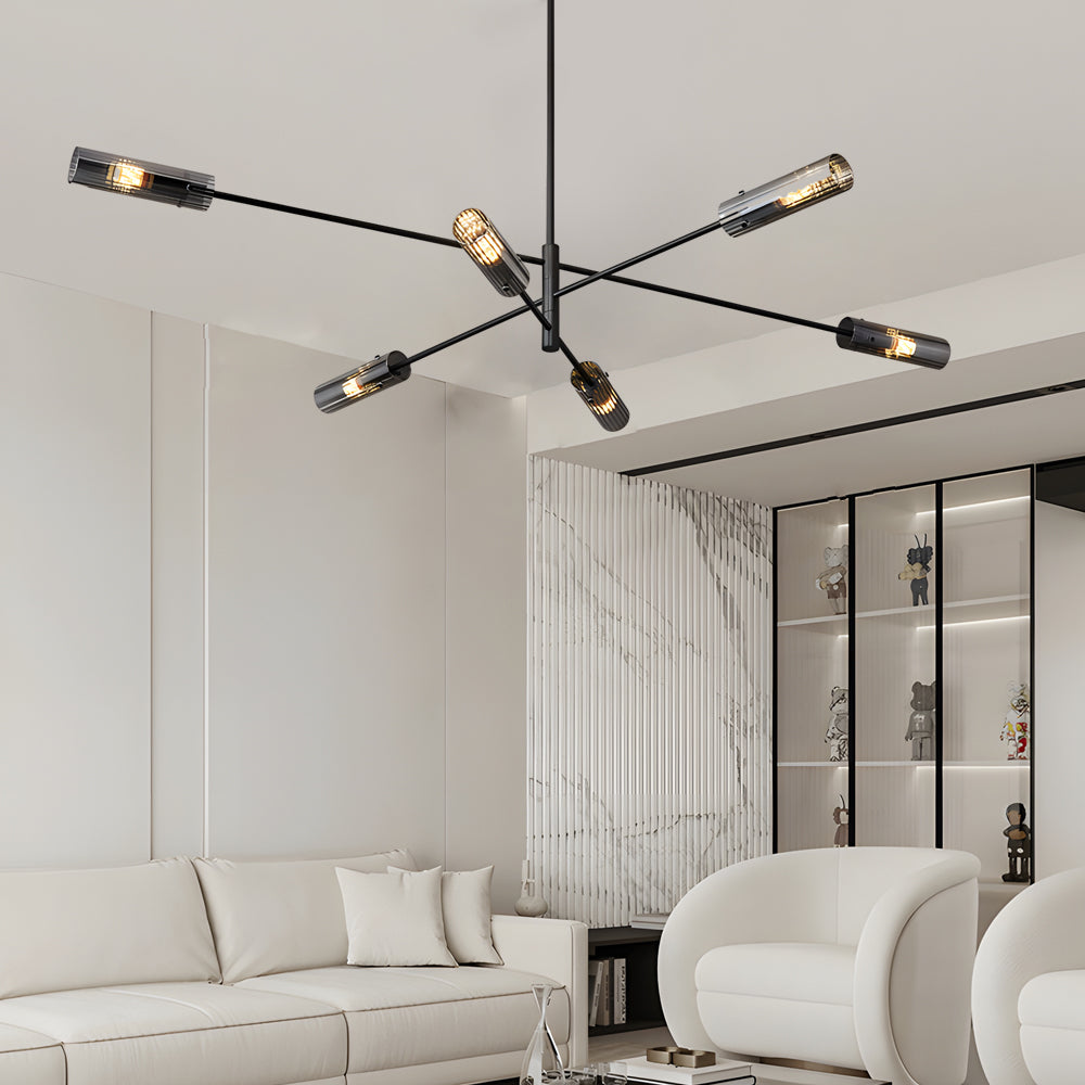 Modern Industrial Copper Sputnik Chandelier Linear Pendant Ceiling Light for Dining Room and Living Room