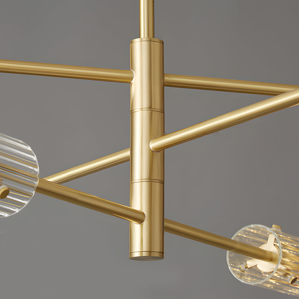 Modern Industrial Copper Sputnik Chandelier Linear Pendant Ceiling Light for Dining Room and Living Room