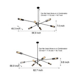 Modern Industrial Copper Sputnik Chandelier Linear Pendant Ceiling Light for Dining Room and Living Room