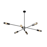 Modern Industrial Copper Sputnik Chandelier Linear Pendant Ceiling Light for Dining Room and Living Room