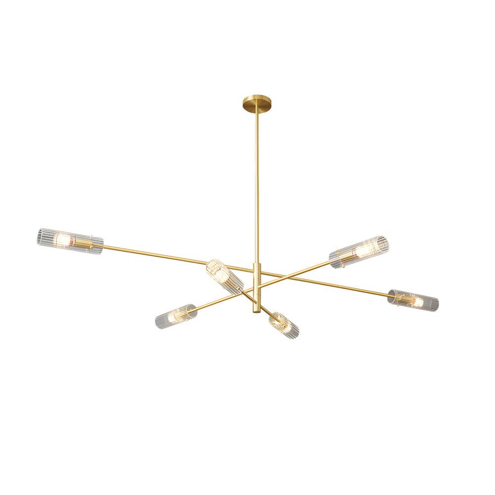 Modern Industrial Copper Sputnik Chandelier Linear Pendant Ceiling Light for Dining Room and Living Room