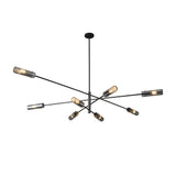 Modern Industrial Copper Sputnik Chandelier Linear Pendant Ceiling Light for Dining Room and Living Room