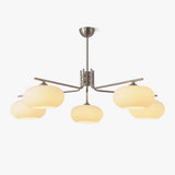 Modern Industrial Crown Chandelier Ceiling Light with White Glass Globes