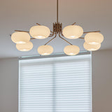 Modern Industrial Crown Chandelier Ceiling Light with White Glass Globes