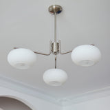Modern Industrial Crown Chandelier Ceiling Light with White Glass Globes