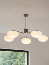Modern Industrial Crown Chandelier Ceiling Light with White Glass Globes