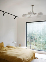 Modern Industrial Crown Chandelier Ceiling Light with White Glass Globes