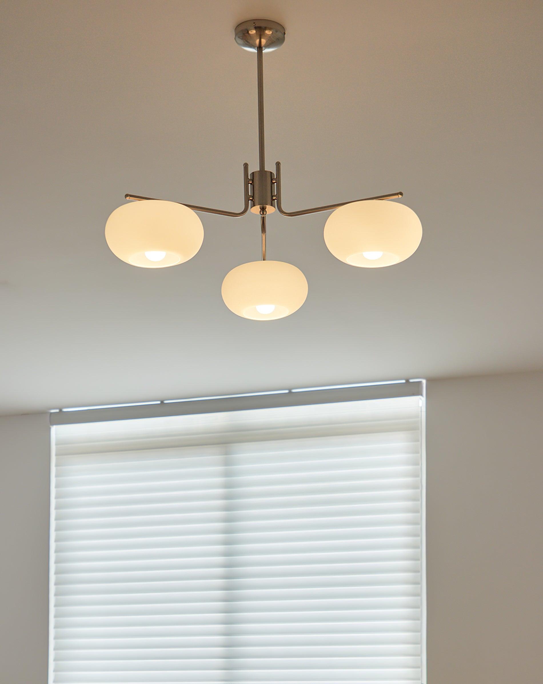 Modern Industrial Crown Chandelier Ceiling Light with White Glass Globes