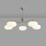 Modern Industrial Crown Chandelier Ceiling Light with White Glass Globes