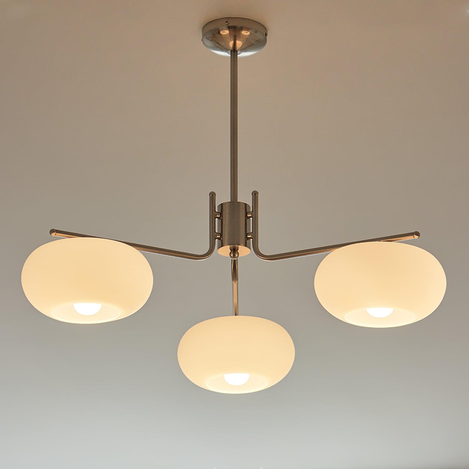Modern Industrial Crown Chandelier Ceiling Light with White Glass Globes