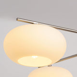Modern Industrial Crown Chandelier Ceiling Light with White Glass Globes