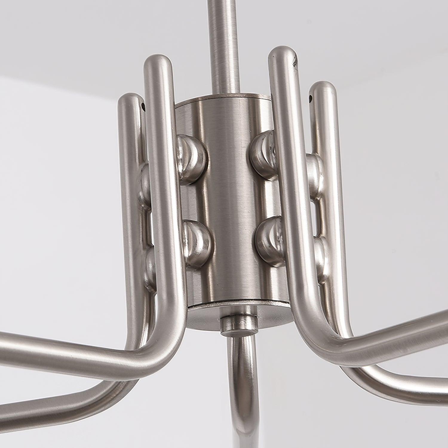 Modern Industrial Crown Chandelier Ceiling Light with White Glass Globes
