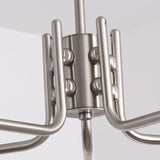 Modern Industrial Crown Chandelier Ceiling Light with White Glass Globes