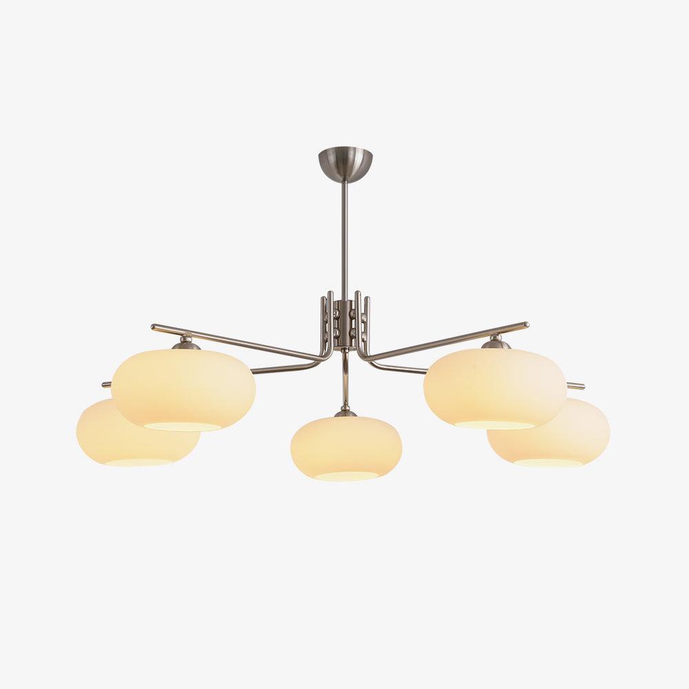 Modern Industrial Crown Chandelier Ceiling Light with White Glass Globes