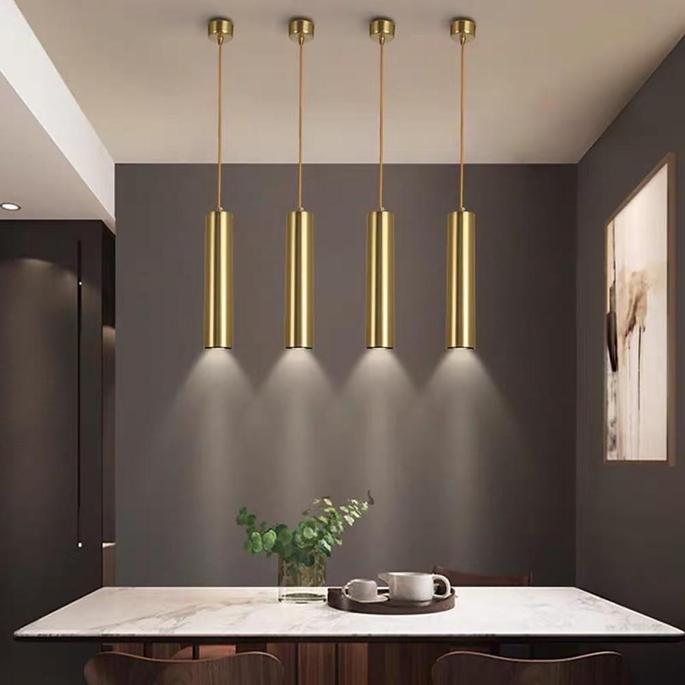 Modern Industrial Linear LED Pendant Light for Kitchen Island Minimalist Metal Cylinder Hanging Lamp