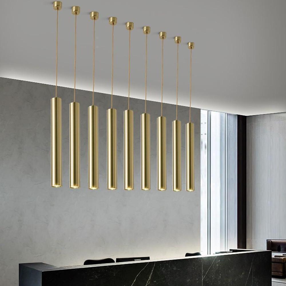 Modern Industrial Linear LED Pendant Light for Kitchen Island Minimalist Metal Cylinder Hanging Lamp