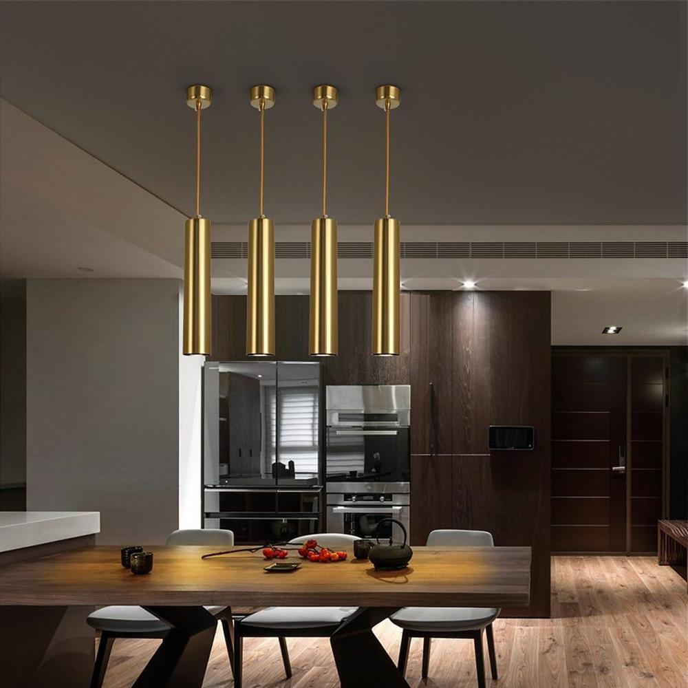 Modern Industrial Linear LED Pendant Light for Kitchen Island Minimalist Metal Cylinder Hanging Lamp