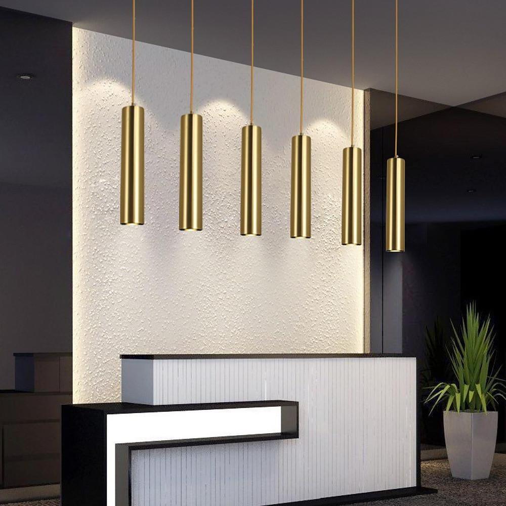 Modern Industrial Linear LED Pendant Light for Kitchen Island Minimalist Metal Cylinder Hanging Lamp