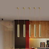 Modern Industrial Linear LED Pendant Light for Kitchen Island Minimalist Metal Cylinder Hanging Lamp