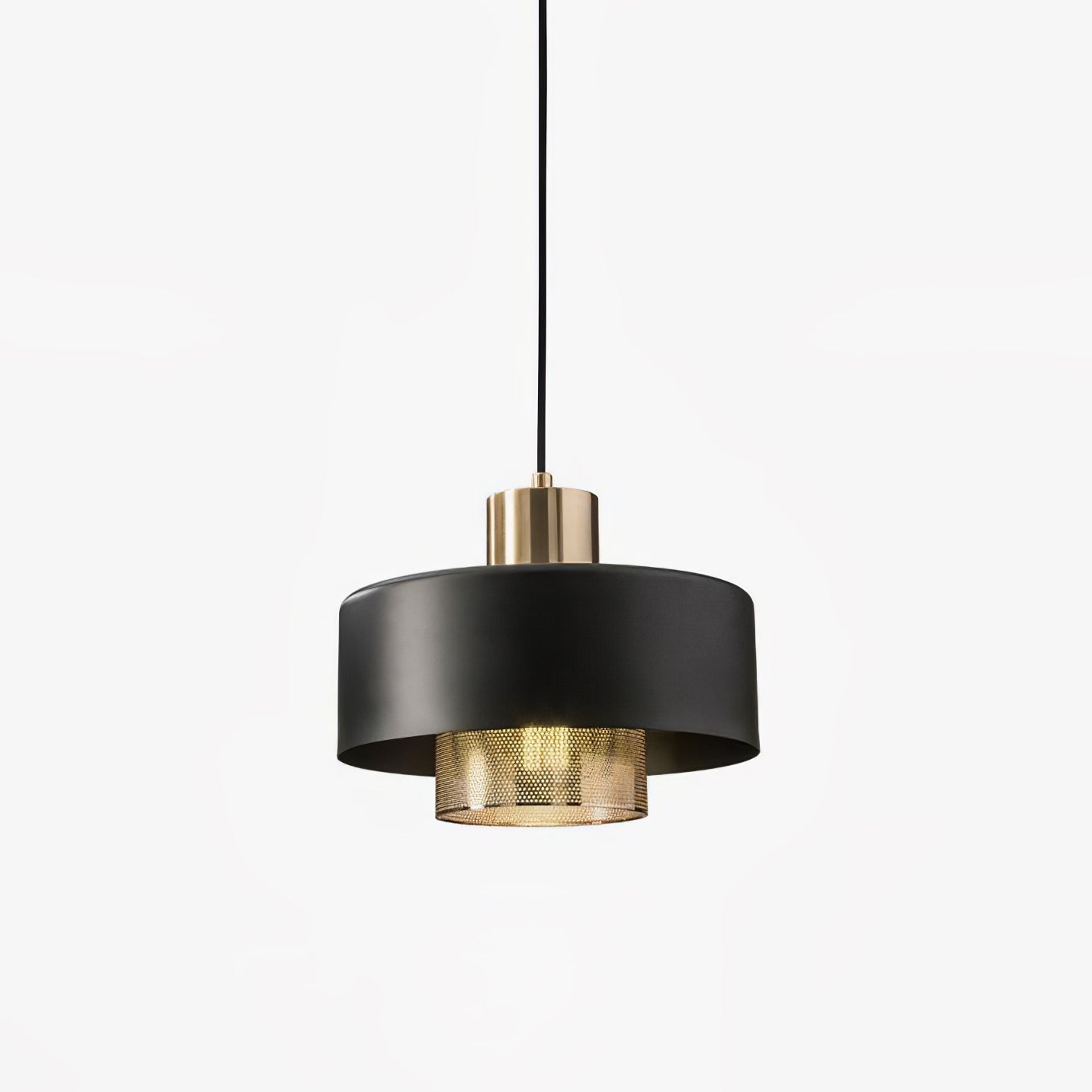 Modern Industrial Metal Pendant Light with Perforated Copper Shade and Adjustable Black Hanging Fixture