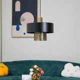 Modern Industrial Metal Pendant Light with Perforated Copper Shade and Adjustable Black Hanging Fixture