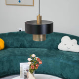 Modern Industrial Metal Pendant Light with Perforated Copper Shade and Adjustable Black Hanging Fixture
