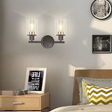 Modern Industrial Plug In Glass Wall Sconce for Bathroom Vanity and Bedroom Mirror Lighting
