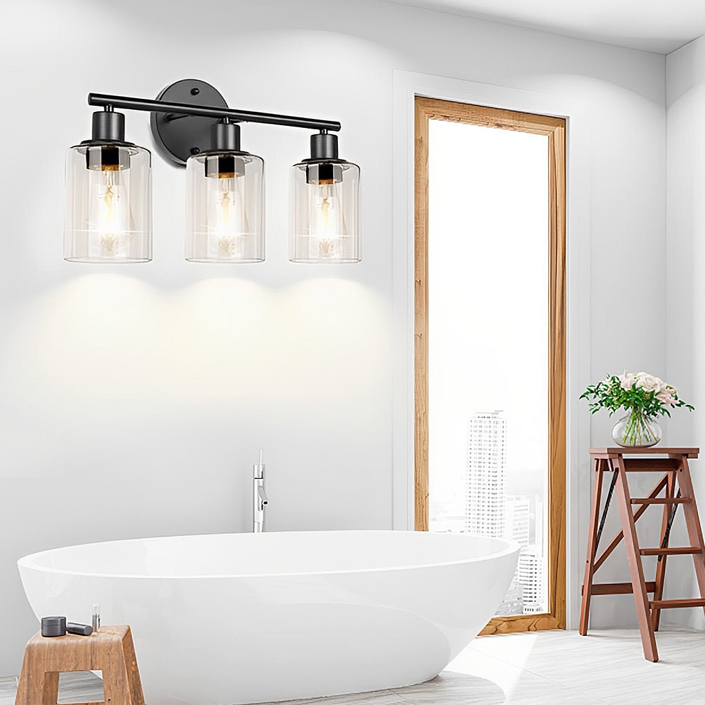 Modern Industrial Plug In Glass Wall Sconce for Bathroom Vanity and Bedroom Mirror Lighting